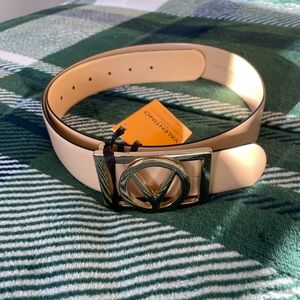 Valentino Cream Belt with Gold Buckle